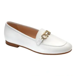 1374 - White Soft Leather Flat Loafer for Teen/Women by London Kids