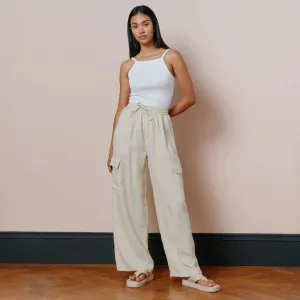 Albaray Drawstring Linen Cargo Trousers