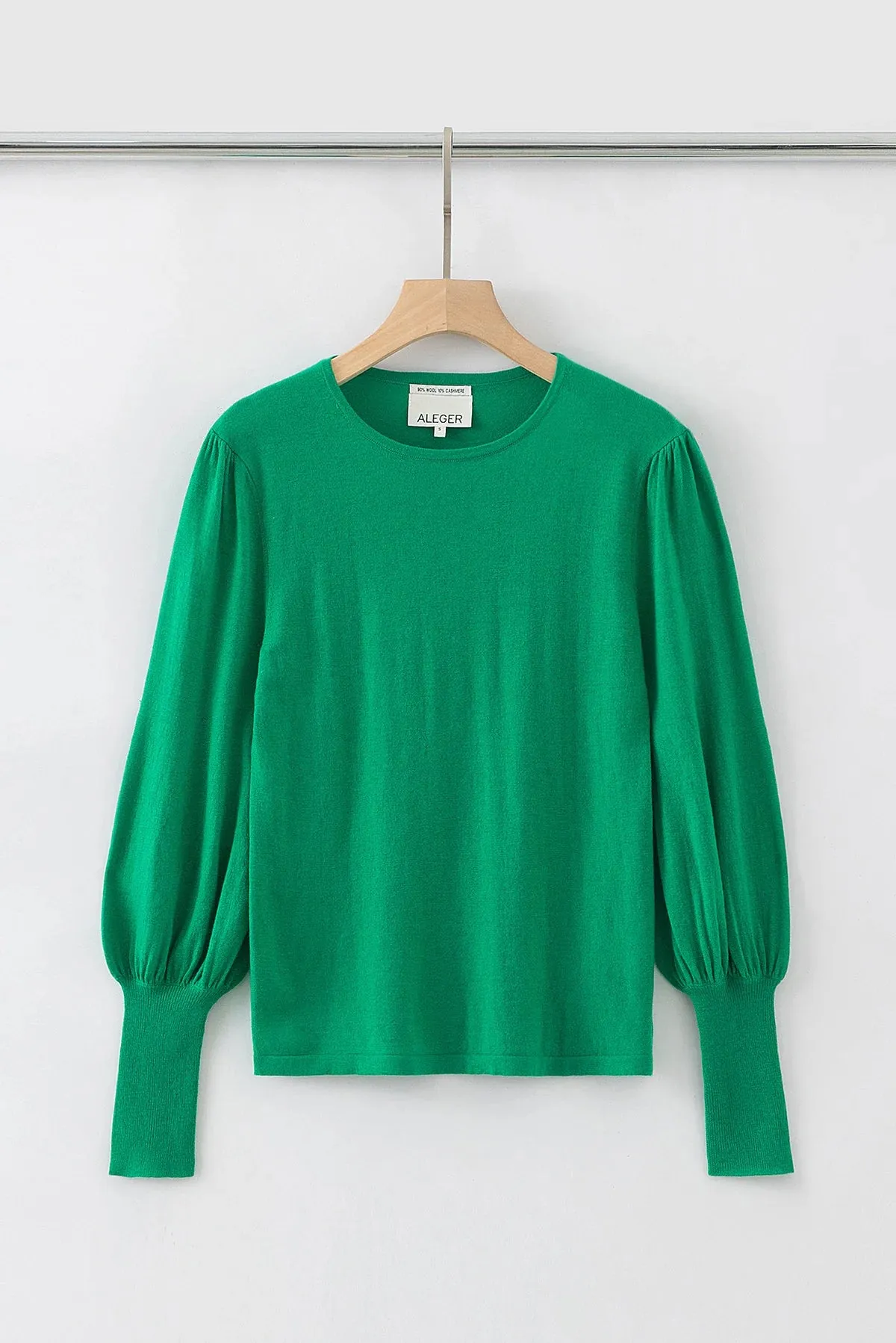 ALEGER No 33 Cashmere Blend Bell Sleeve Crew - KELLY GREEN