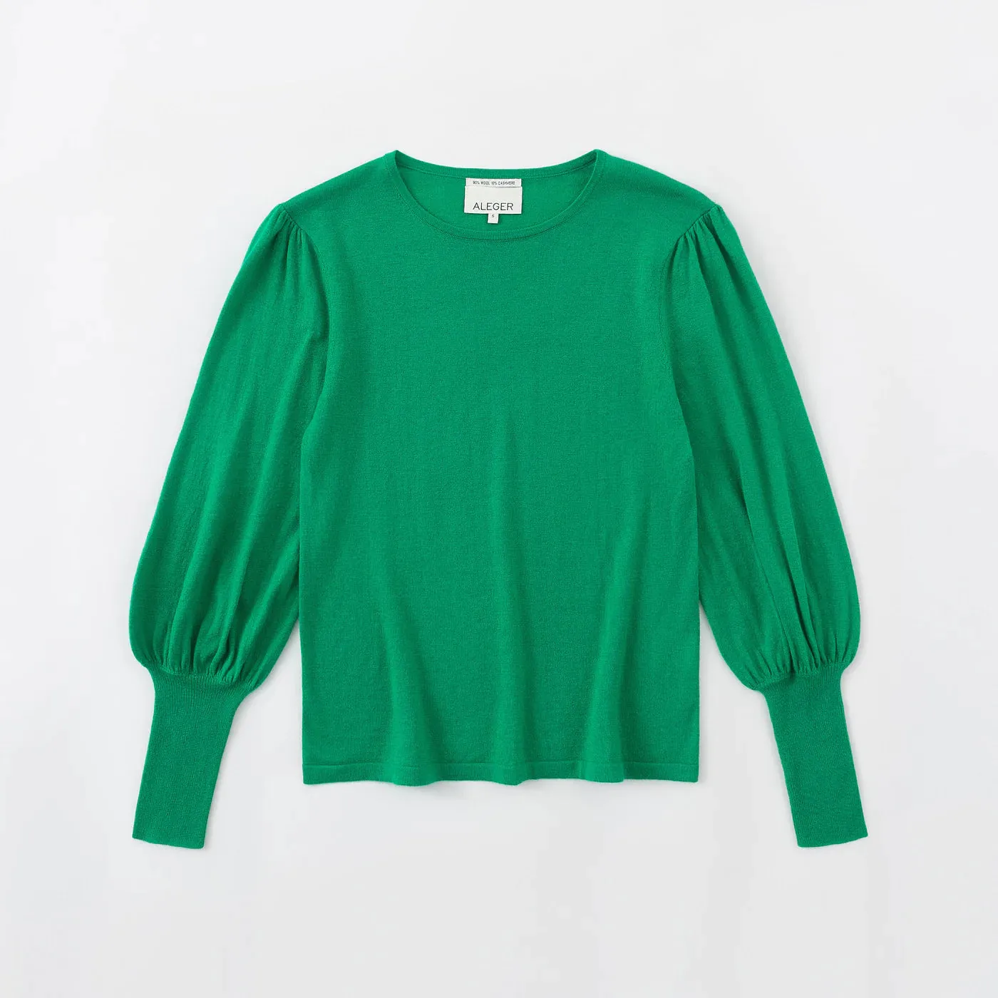 ALEGER No 33 Cashmere Blend Bell Sleeve Crew - KELLY GREEN