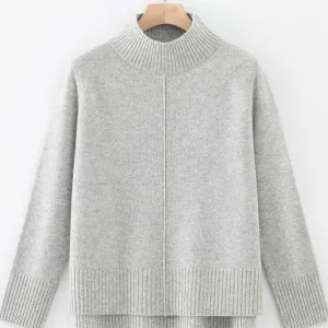 ALEGER No 93 - Cashmere Blend  Mini Cable Funnel Neck - Polar Grey