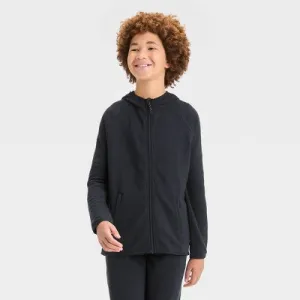 All In Motion Kids Full Zip Hooded Waffle Knit Sweatshirt Length Zipper