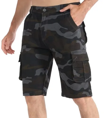 APTRO Men's Camo Cargo Shorts Relaxed Fit Work Shorts D03 Camouflage Black 32