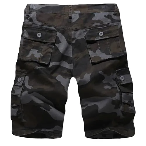 APTRO Men's Camo Cargo Shorts Relaxed Fit Work Shorts D03 Camouflage Black 32