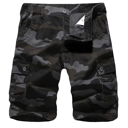 APTRO Men's Camo Cargo Shorts Relaxed Fit Work Shorts D03 Camouflage Black 32