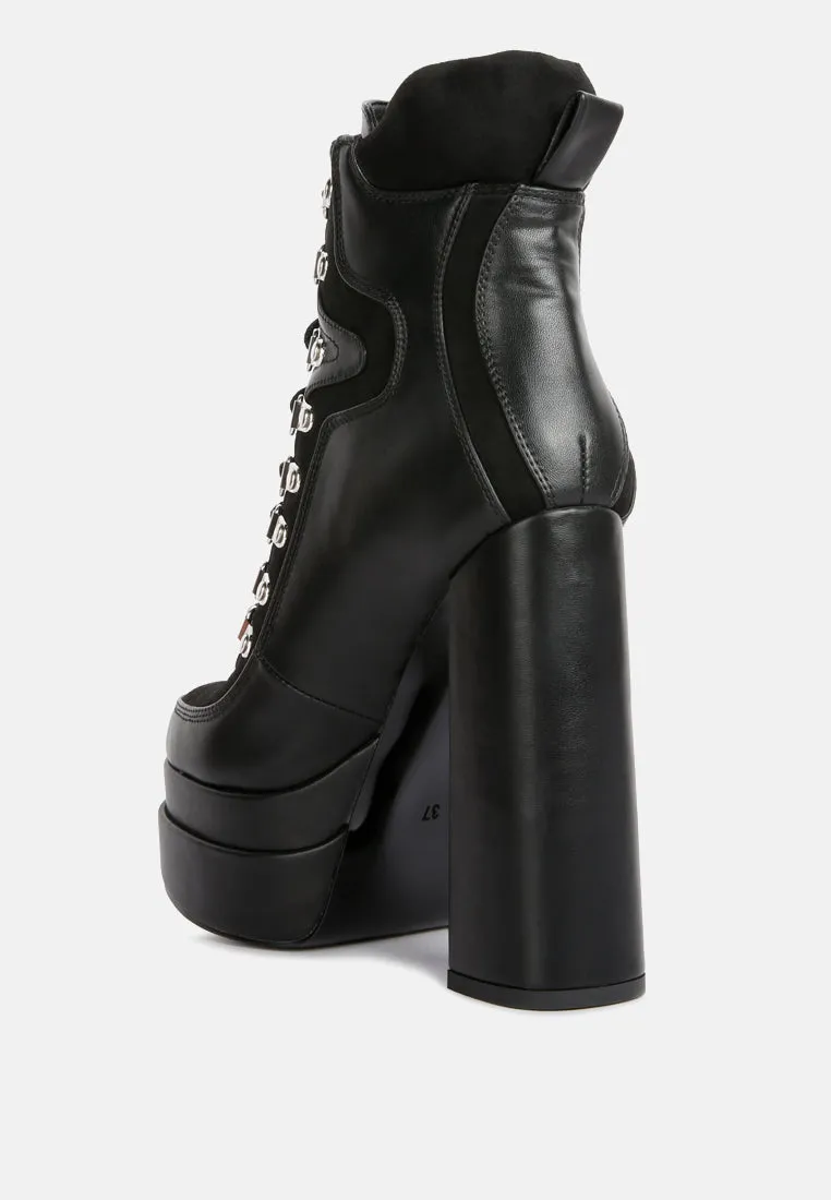 beamer faux leather high heeled ankle boots by London Rag