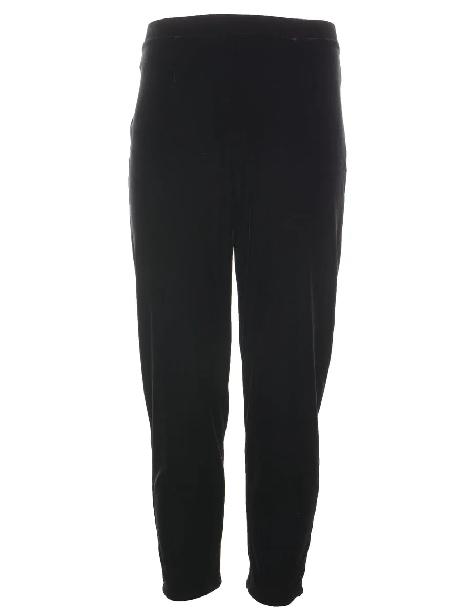 Black Elasticated Waist Velvet Trousers - W25 L27