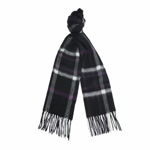 Black Grey Purple Cashmere Woven Check Scarf