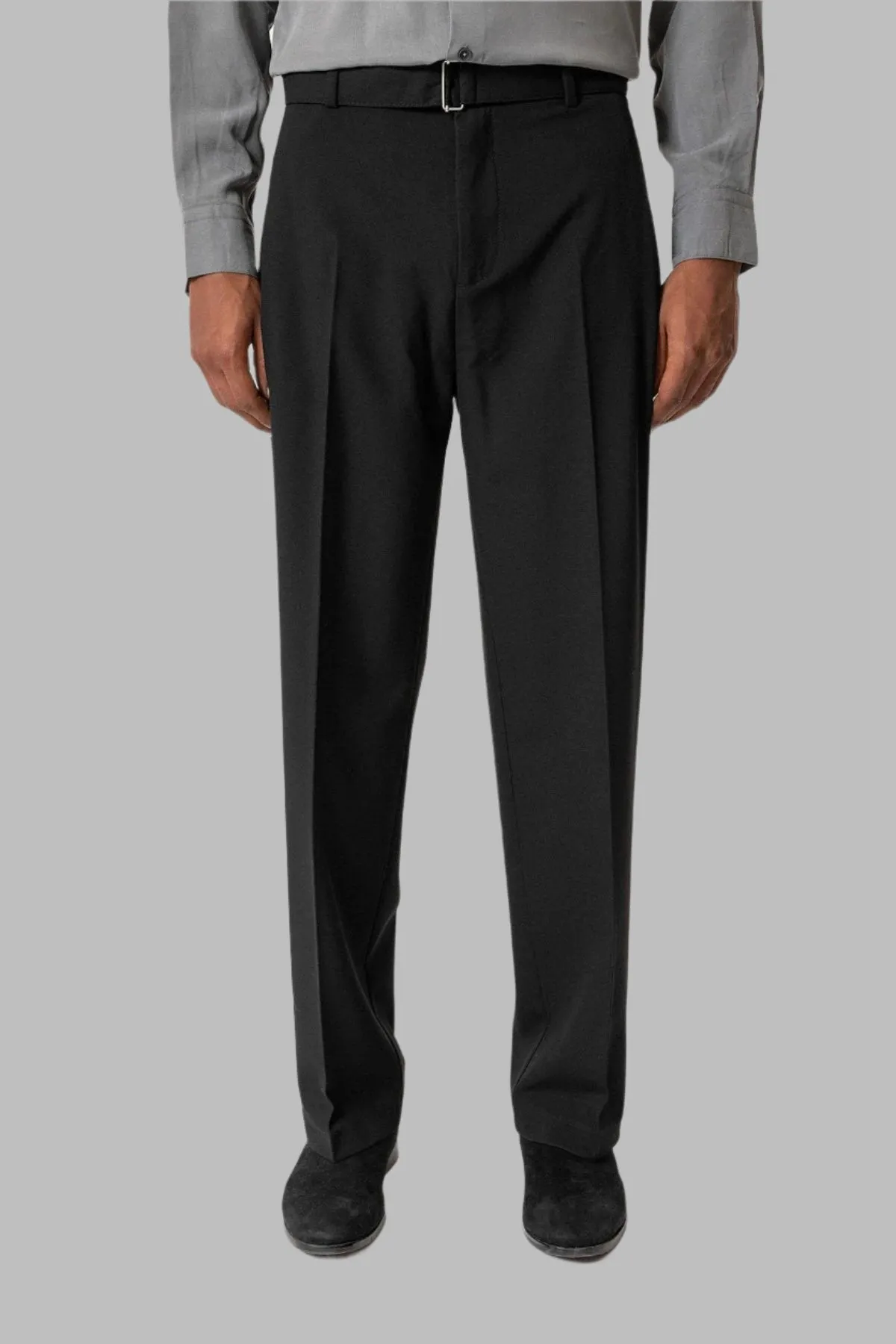 Black High-Waisted Belted Men's Trousers - Wessi