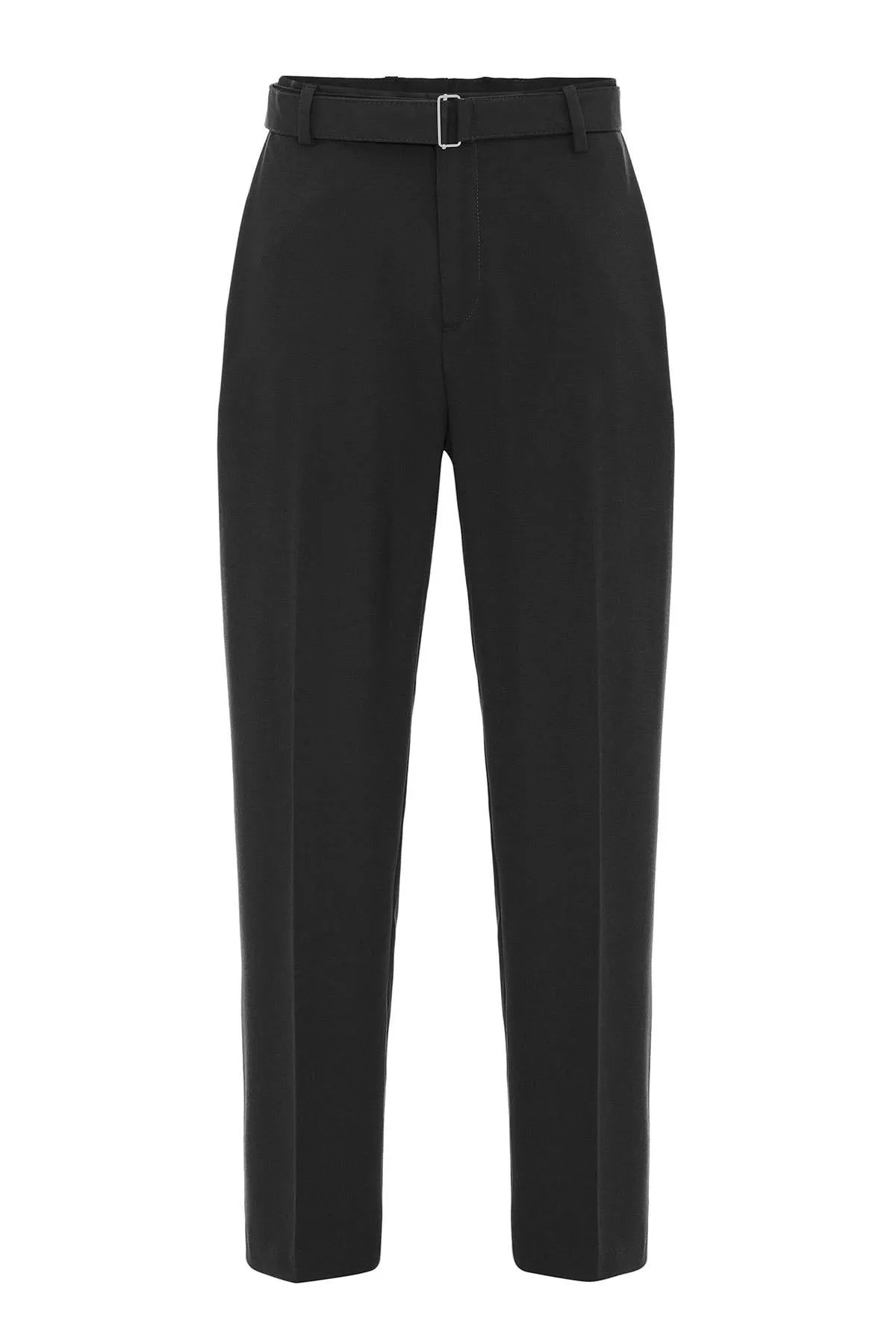 Black High-Waisted Belted Men's Trousers - Wessi