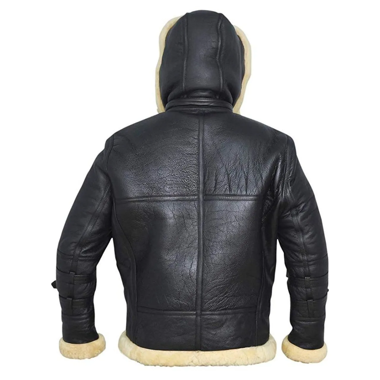 Black Hooded FUR Leather Jacket