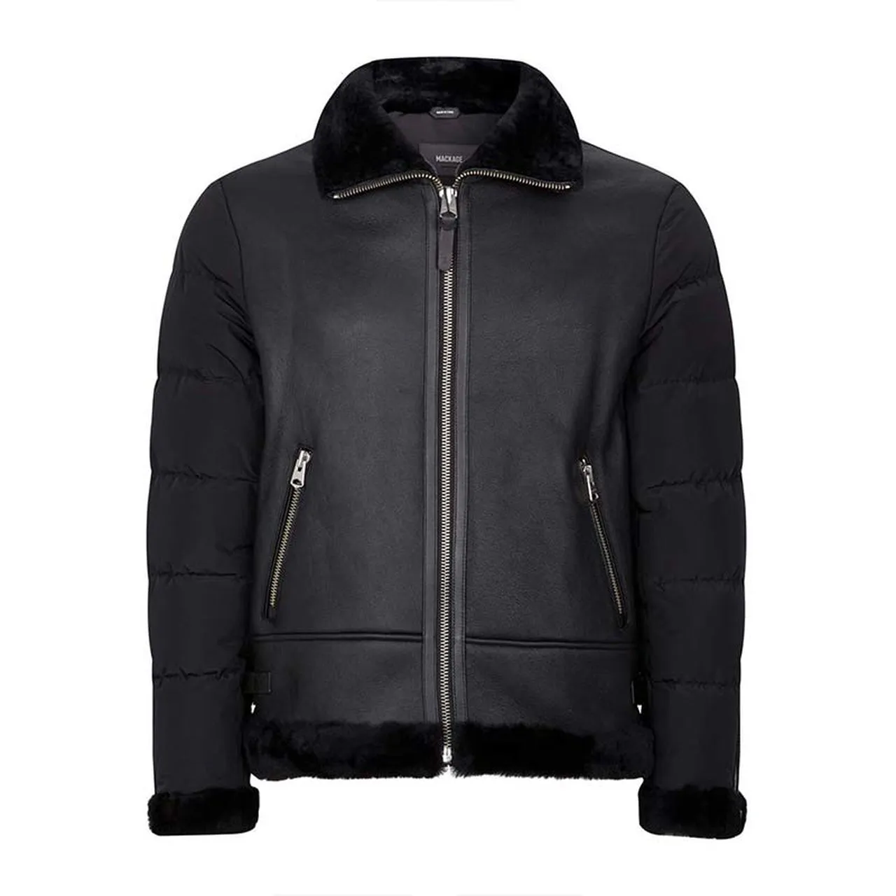 Black Shearling Leather Jacket Mens