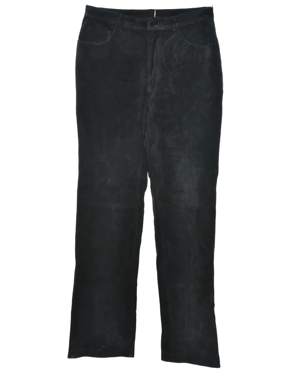 Black Suede Classic Trousers - W29 L31