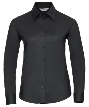 Black - Women's long sleeve easycare Oxford shirt