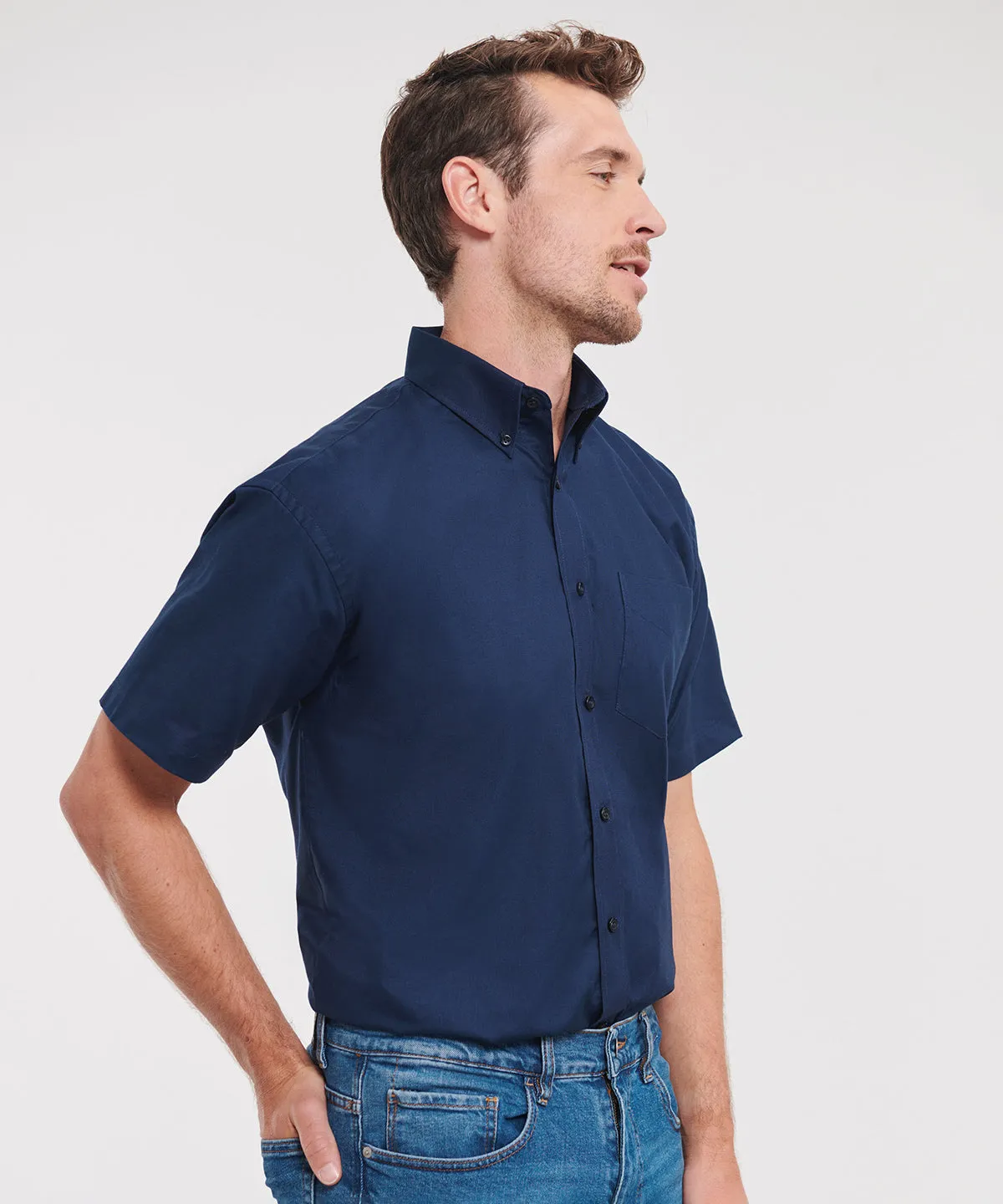 Bright Navy - Short sleeve easycare Oxford shirt