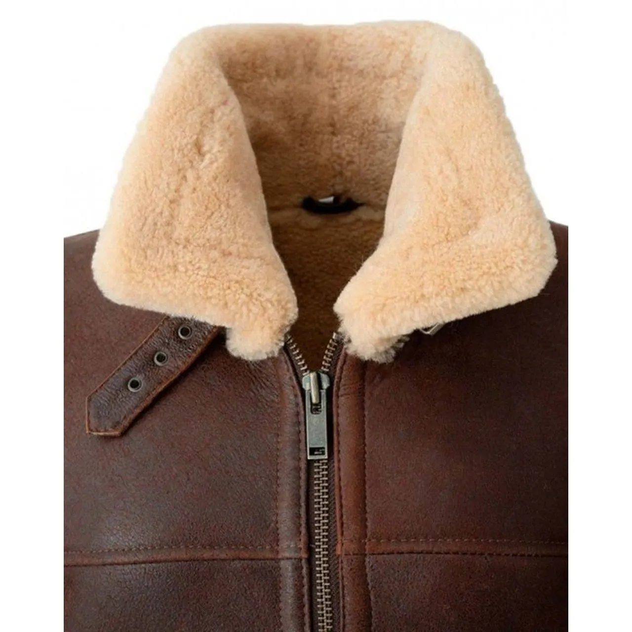 Brown Aviator Fur Leather Jacket