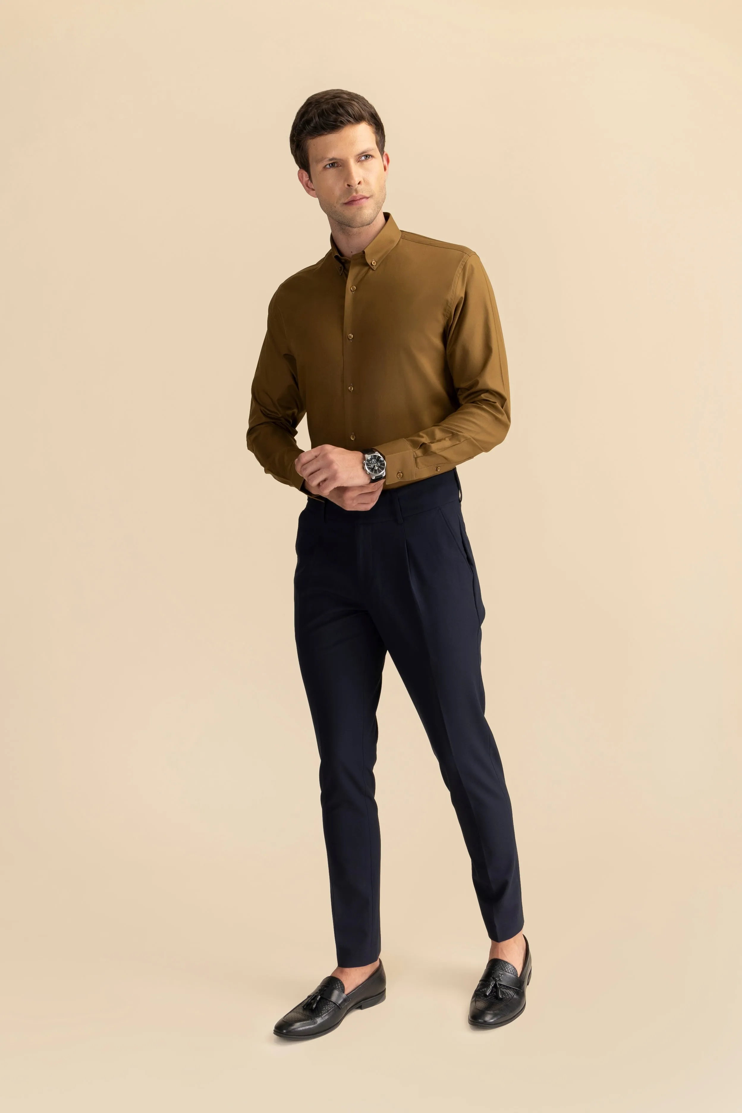 Brown Poplin Solid Shirt