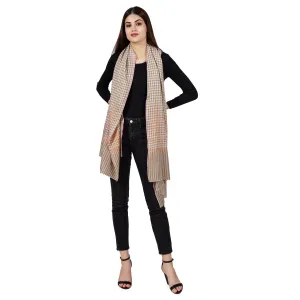 Cashmere Pashmina Embroidered Scarf (Checkered)