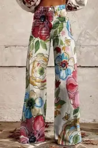 Casual Floral Wide Leg pants