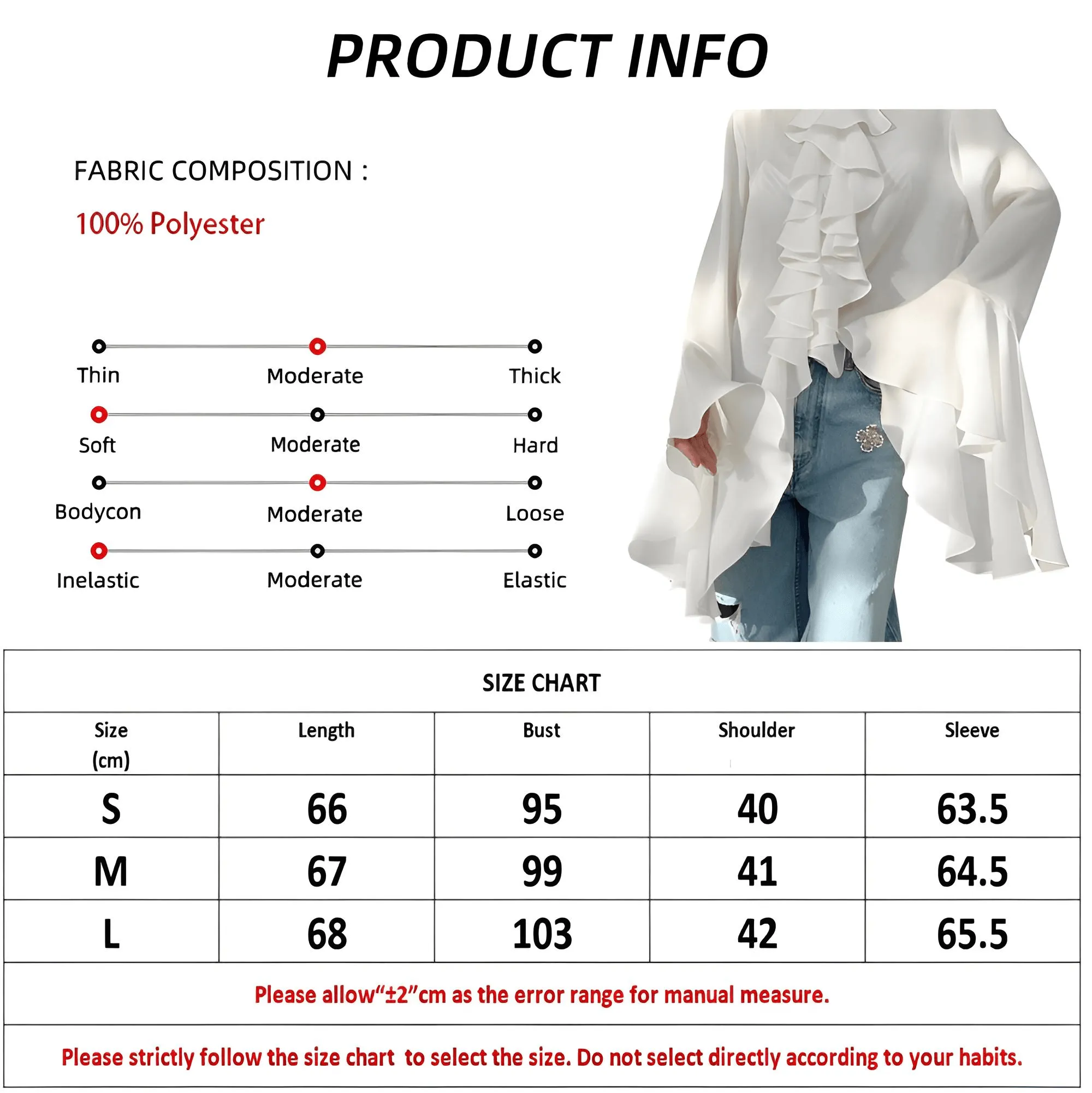 Chiffon Ruffled Shirts For Women Flare Sleeve Oversize Laminated Flounces Elegant Blouses And Tops