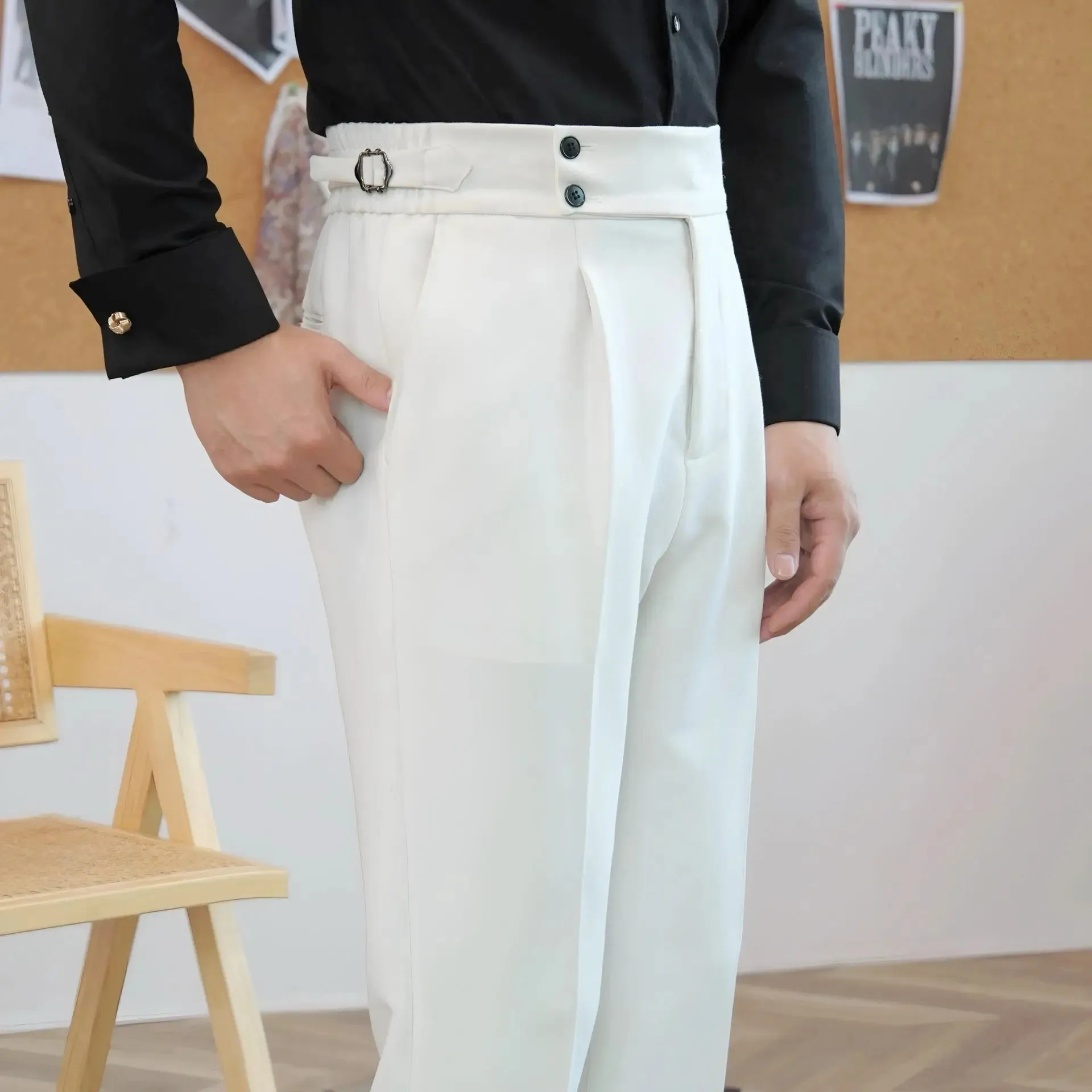 Classic Italia Sidetab Elastic Trousers - Cross & Crown