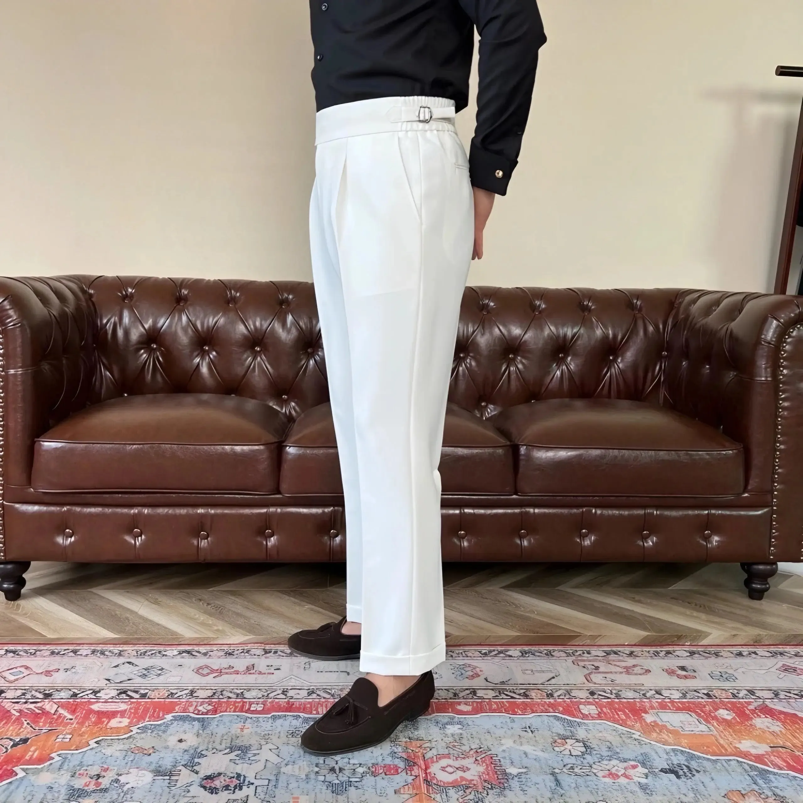 Classic Italia Sidetab Elastic Trousers - Cross & Crown