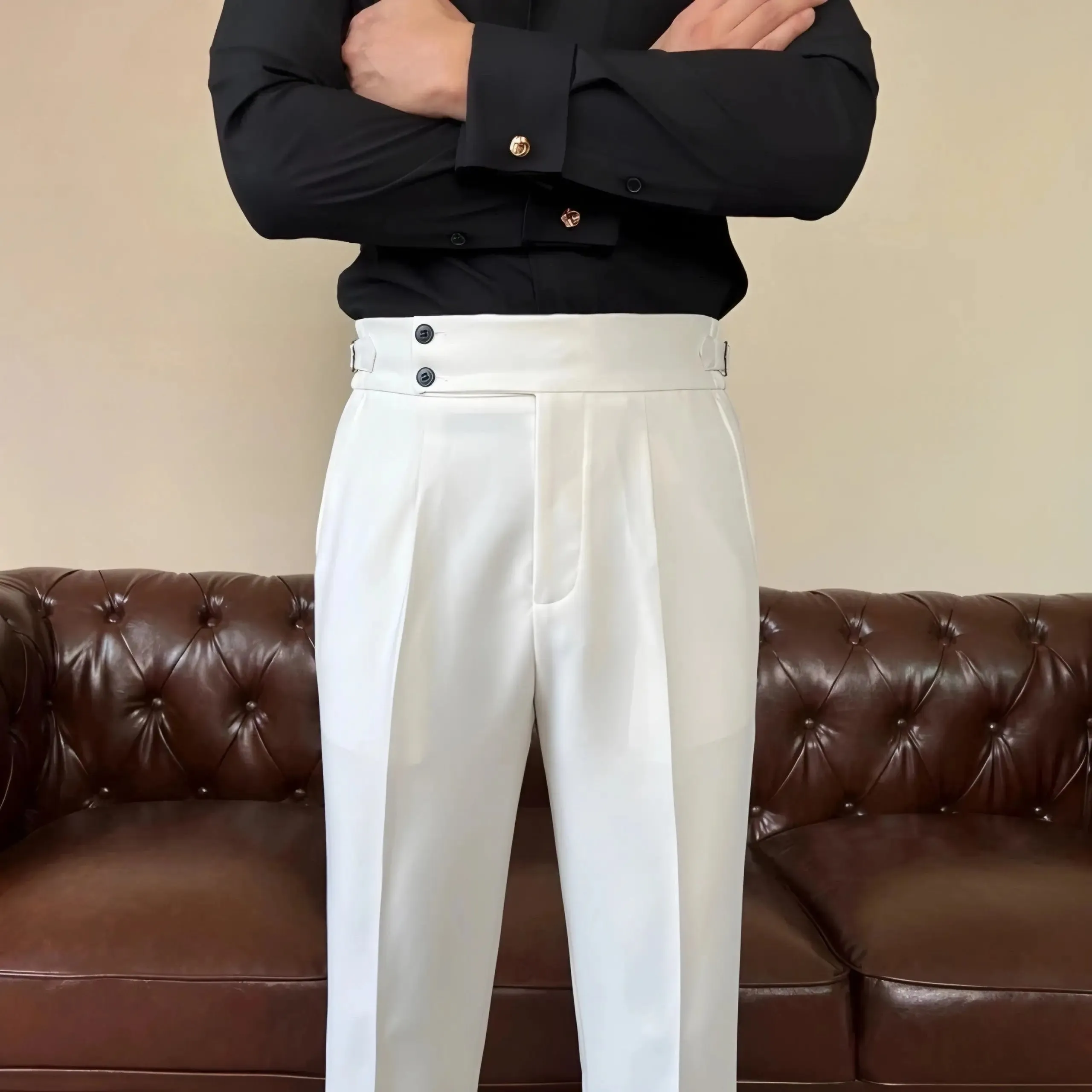 Classic Italia Sidetab Elastic Trousers - Cross & Crown