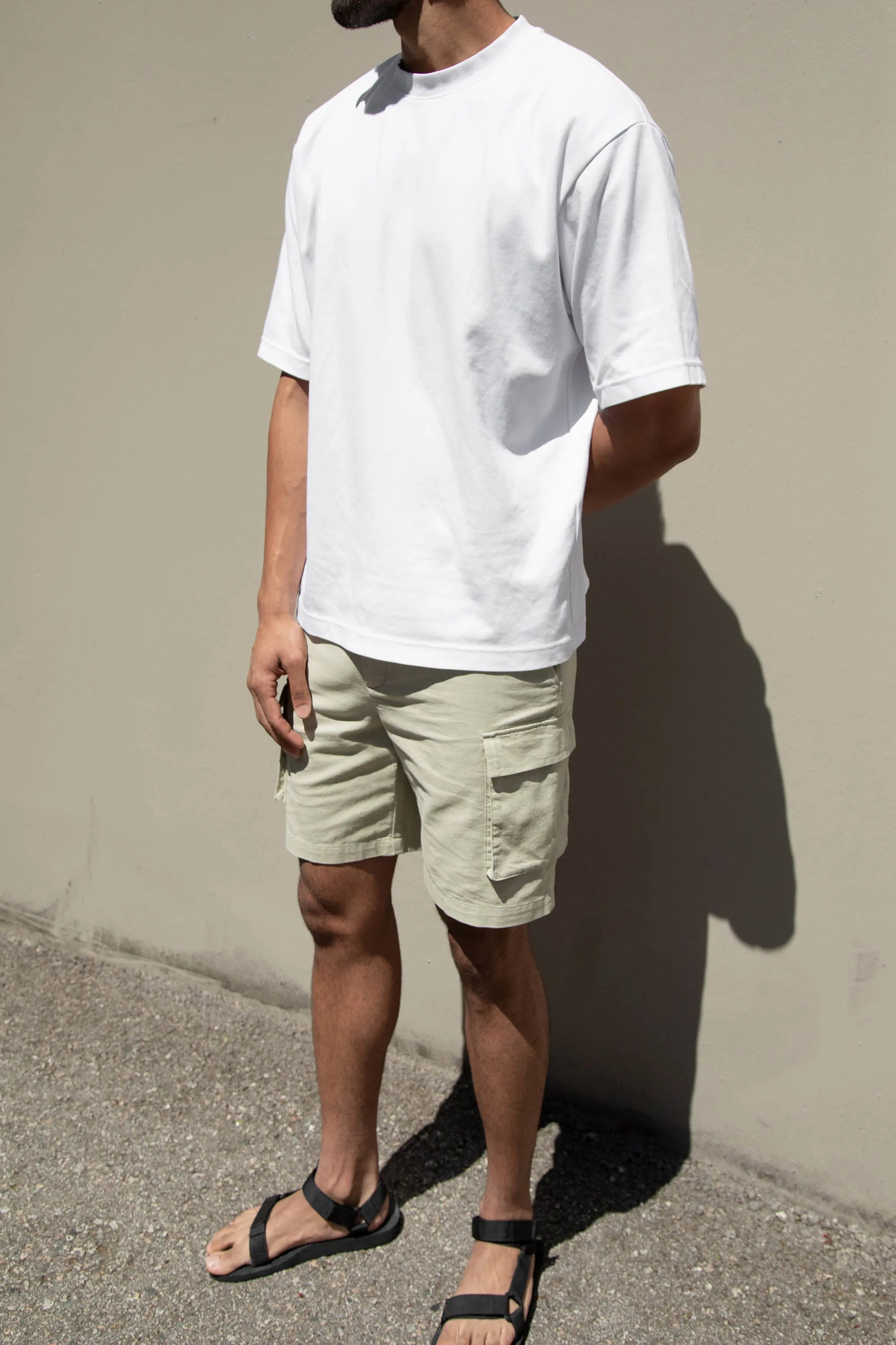 COTTON LINEN CARGO SHORT