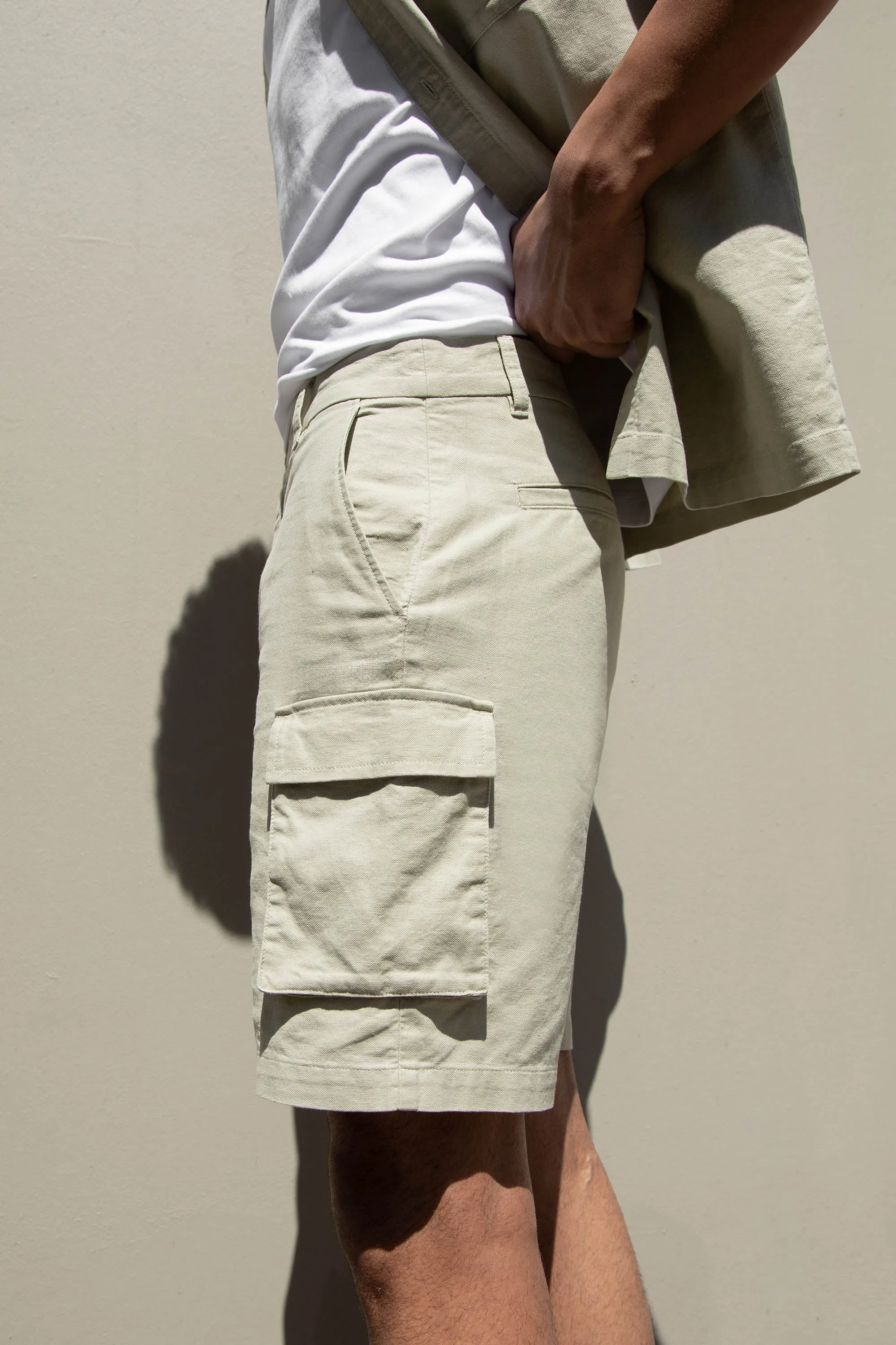 COTTON LINEN CARGO SHORT