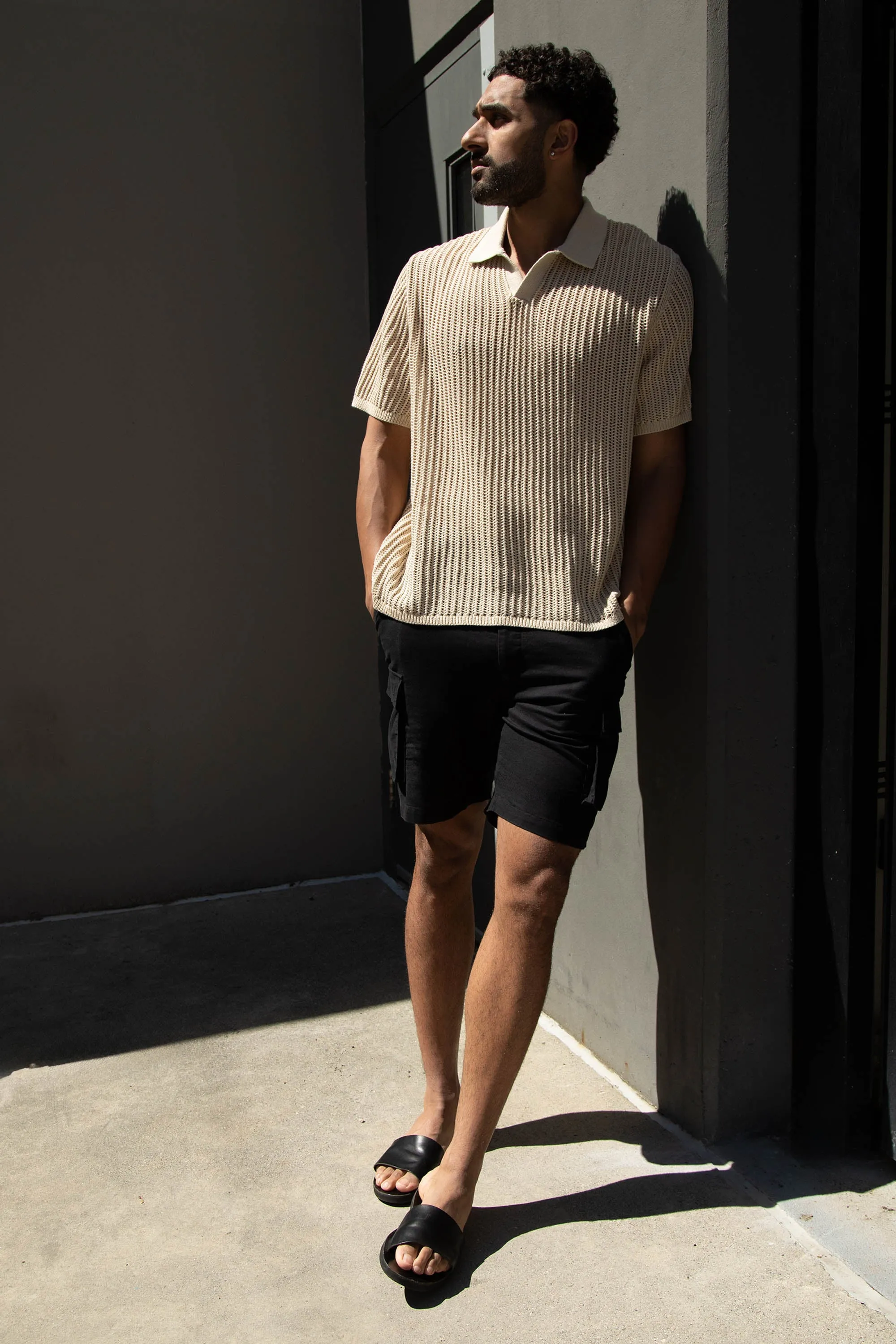 COTTON LINEN CARGO SHORT