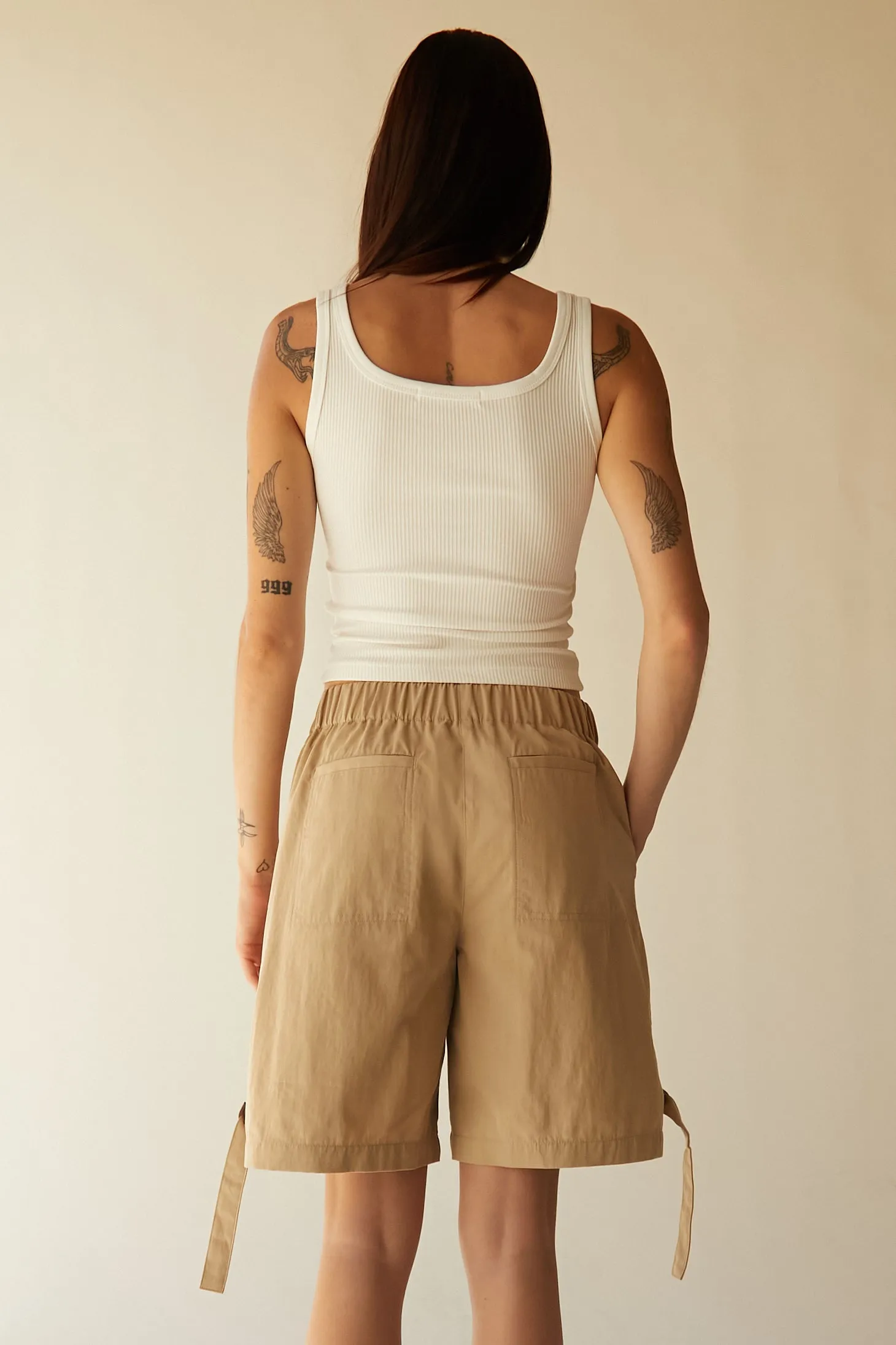 COTTON NYLON TWILL CARGO SHORT