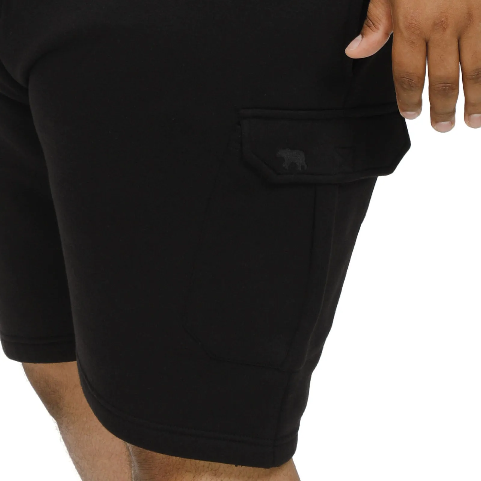 D555 Mens Cyrus Big & Tall Elasticated Fleece Cargo Shorts - Black