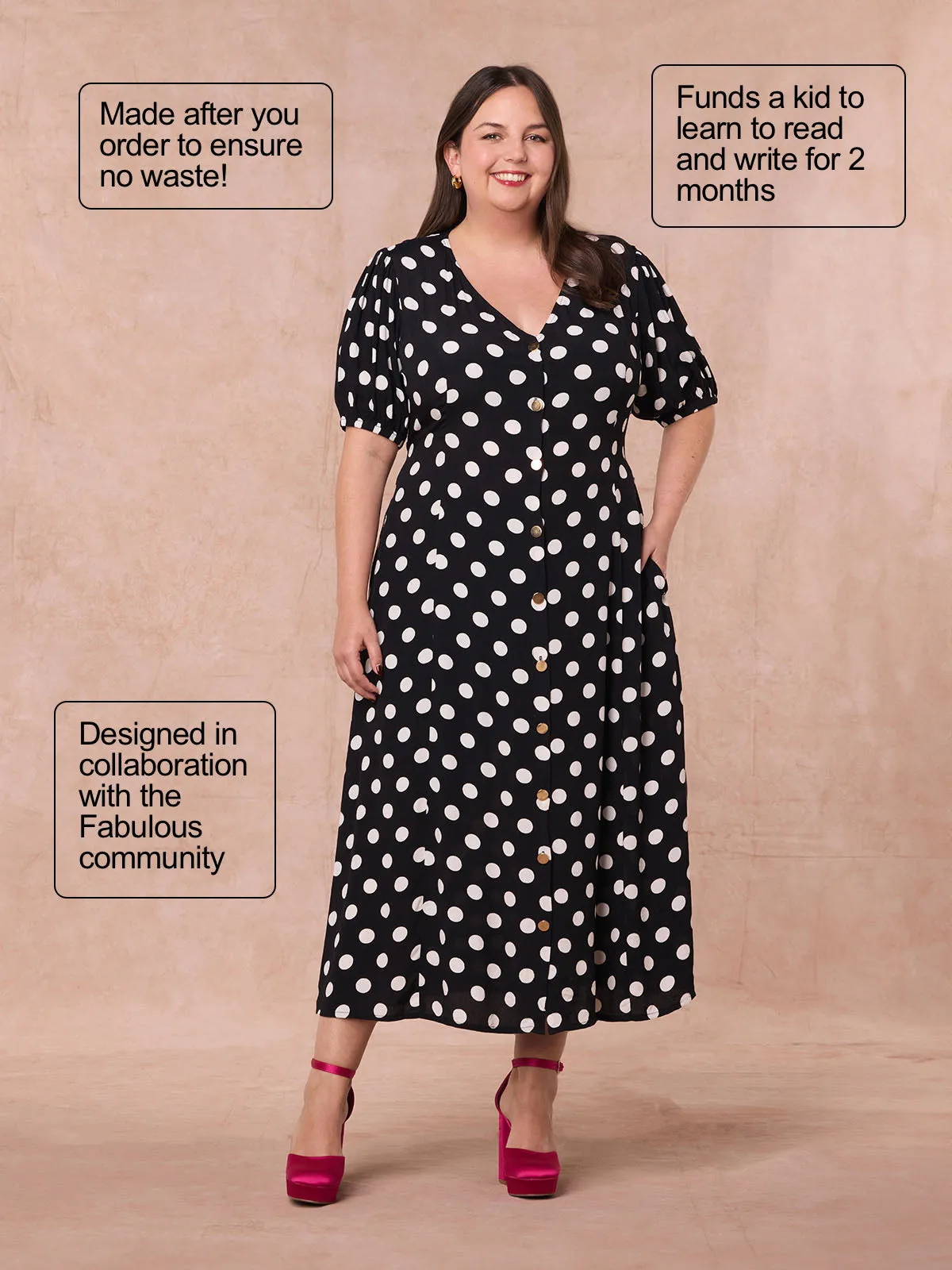 Emily - Midi Dress - Polka Dot