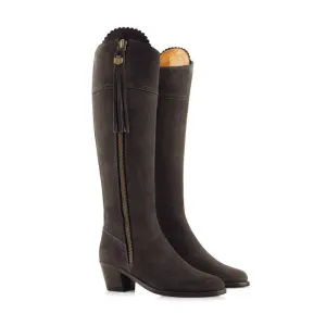 Fairfax & Favor Heeled Regina Sporting Fit Ladies Suede Boot - Chocolate