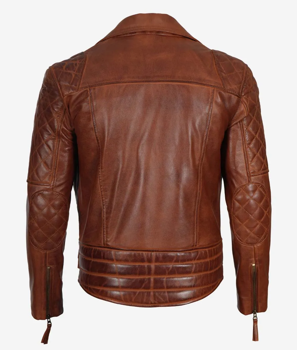 Frisco Quilted Asymmetrical Brown Motorcycle Leather Jacket