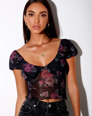 Glasty Crop Top in Gothic Rose