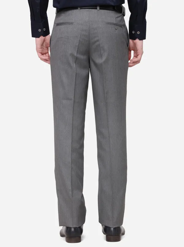 Grey Solid Classic Fit Formal Trouser | Greenfibre