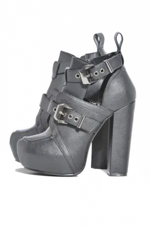 Heeled Cut Out Side Buckle Ankle Boot