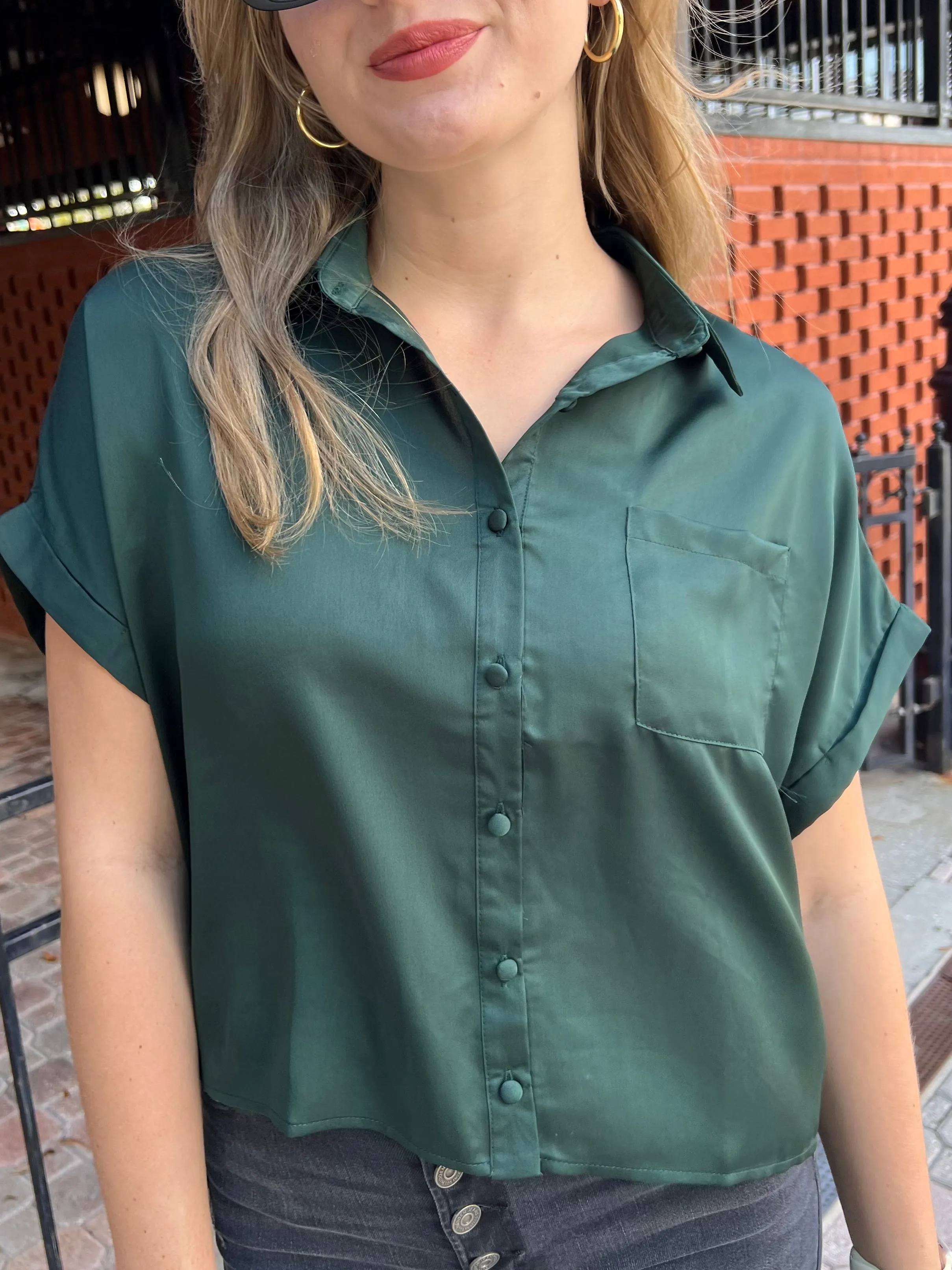 HENDRIX BLOUSE IN PINE GREEN