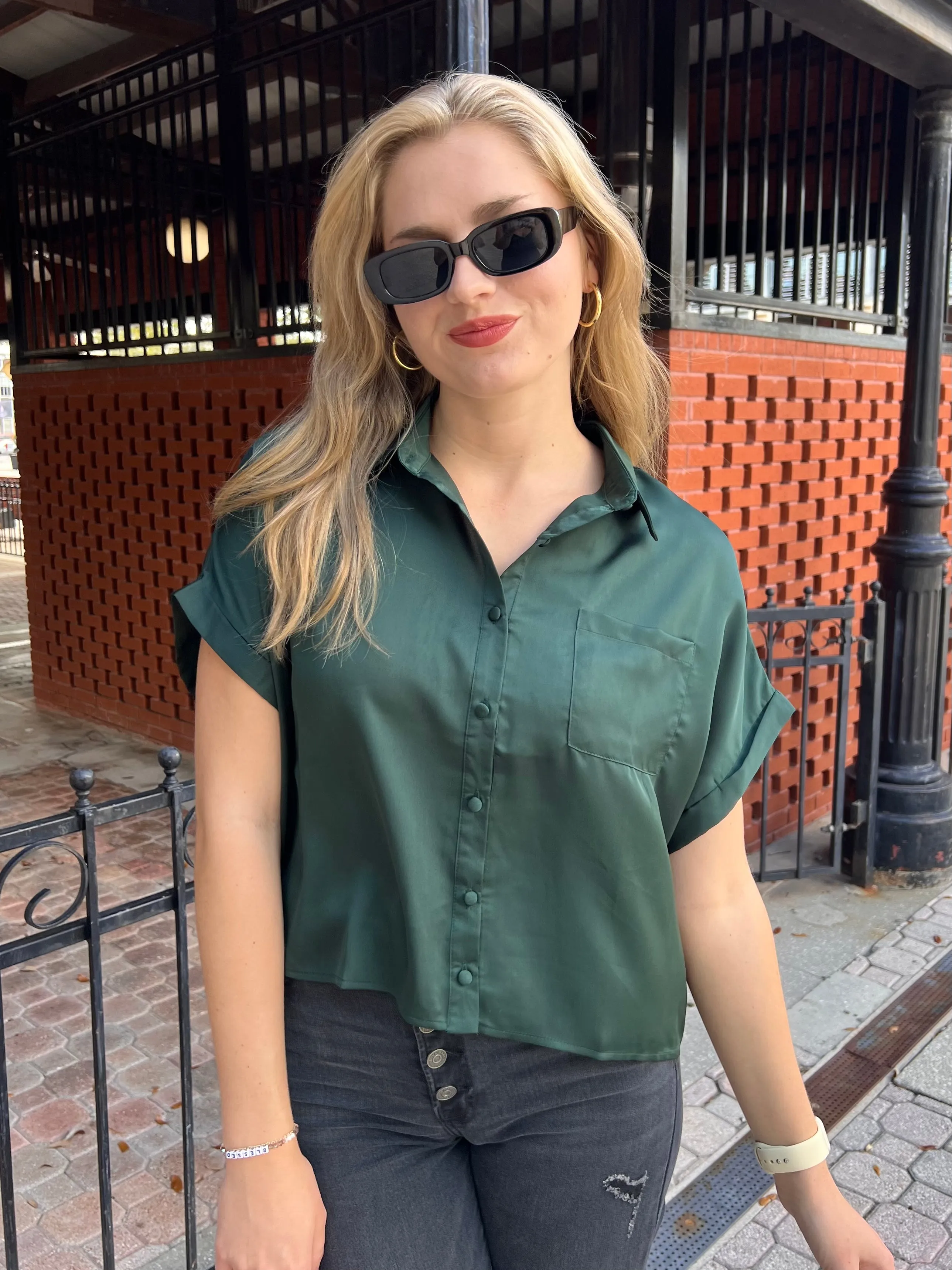 HENDRIX BLOUSE IN PINE GREEN