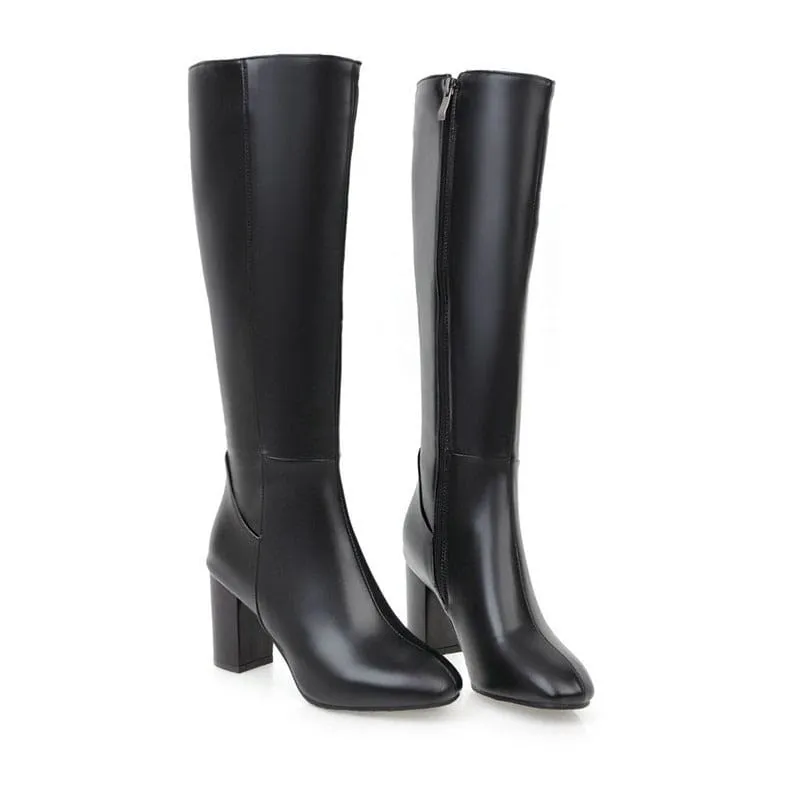 High-heeled Knee High Boots in Women’s British Style