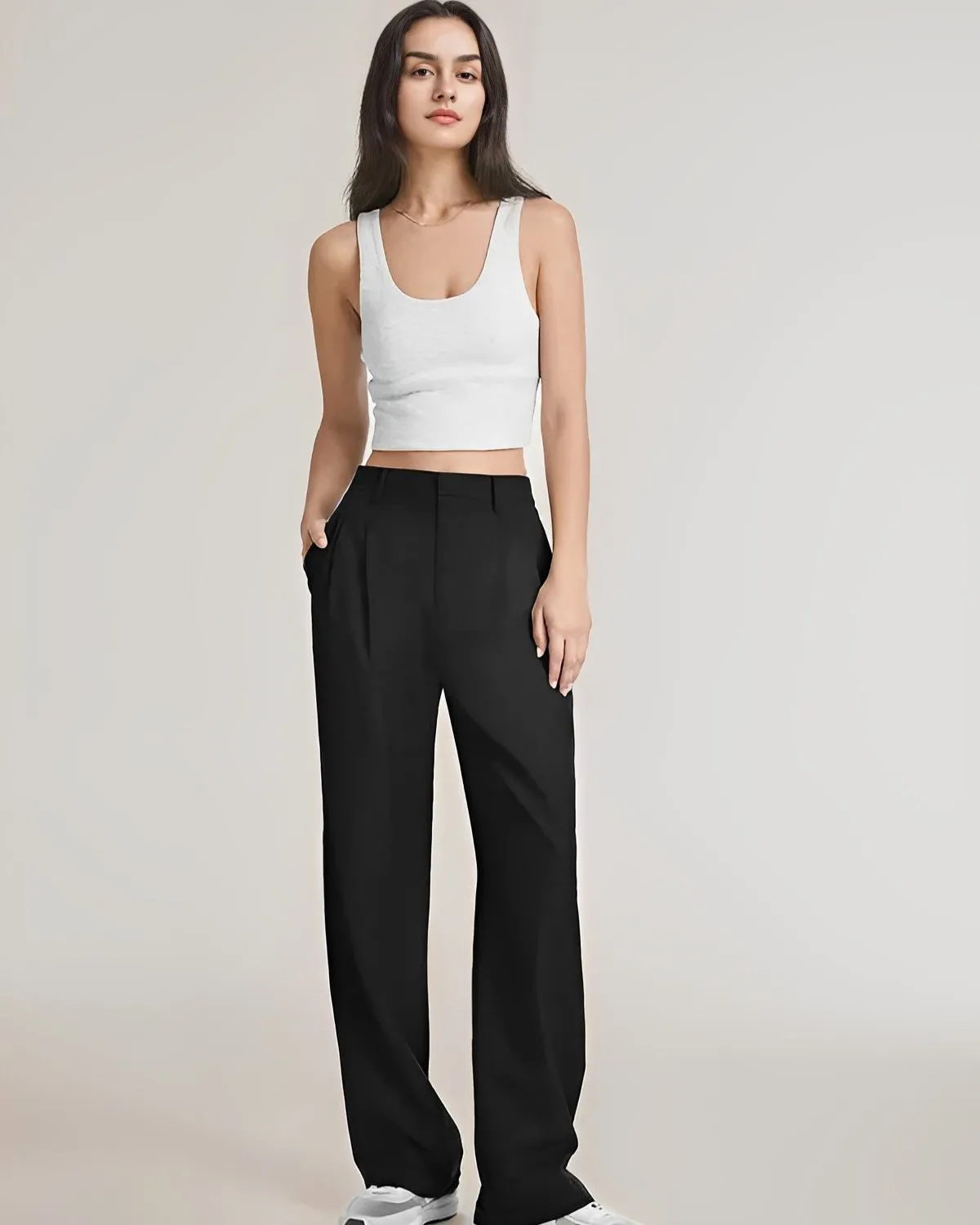 High-Waisted Wide-Legged Trousers