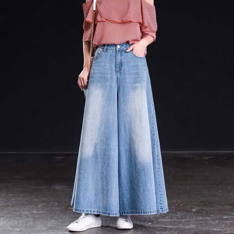 Hip and Trendy Wide Leg Denim Pants