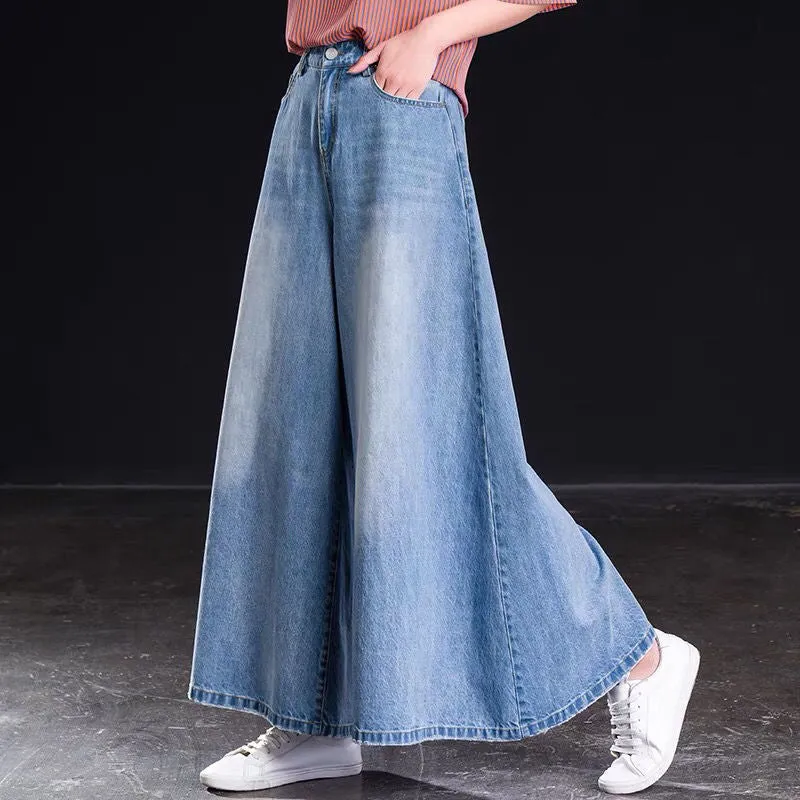 Hip and Trendy Wide Leg Denim Pants