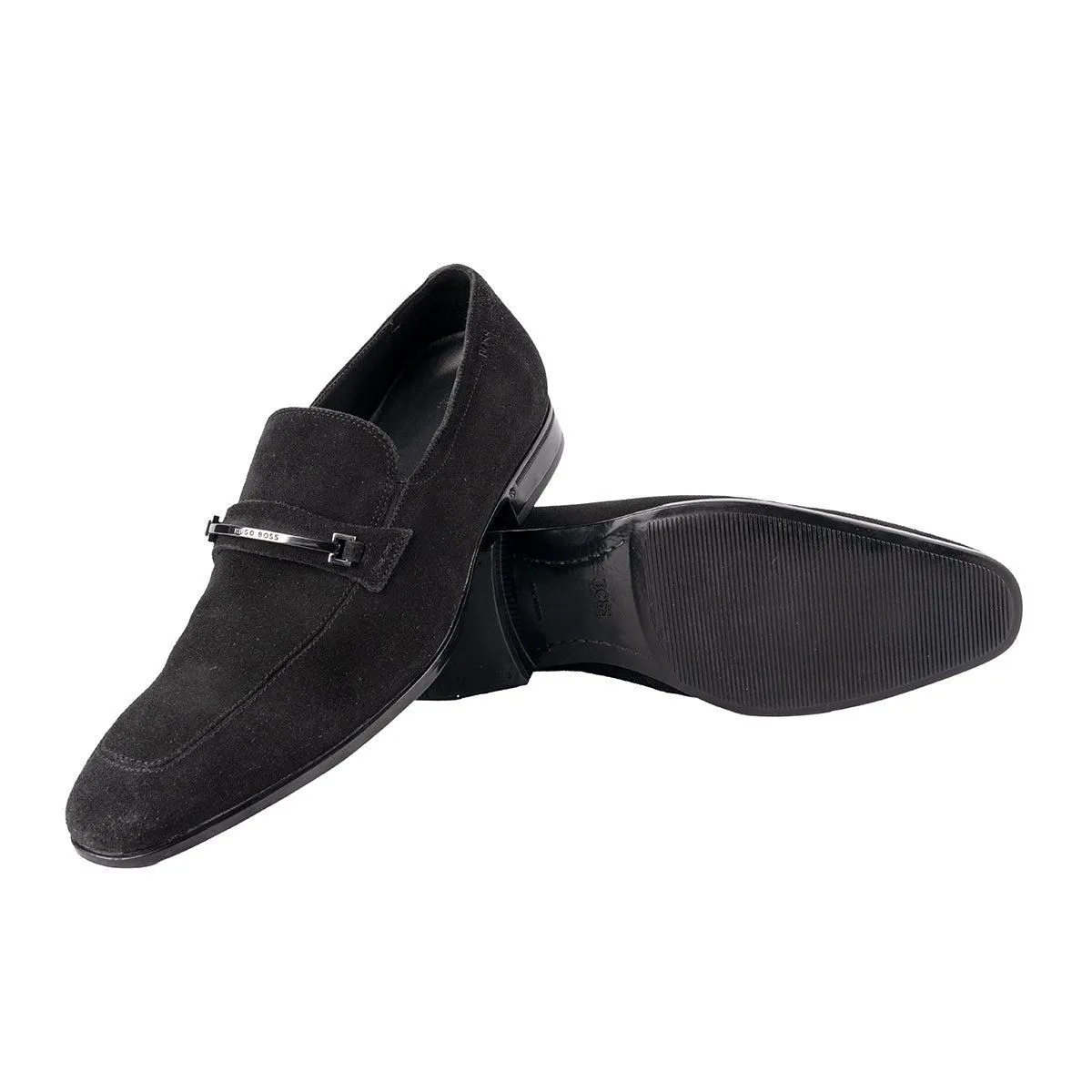 Hugo Boss Varimo Formal Slip Ons Suede Black Colour For Men