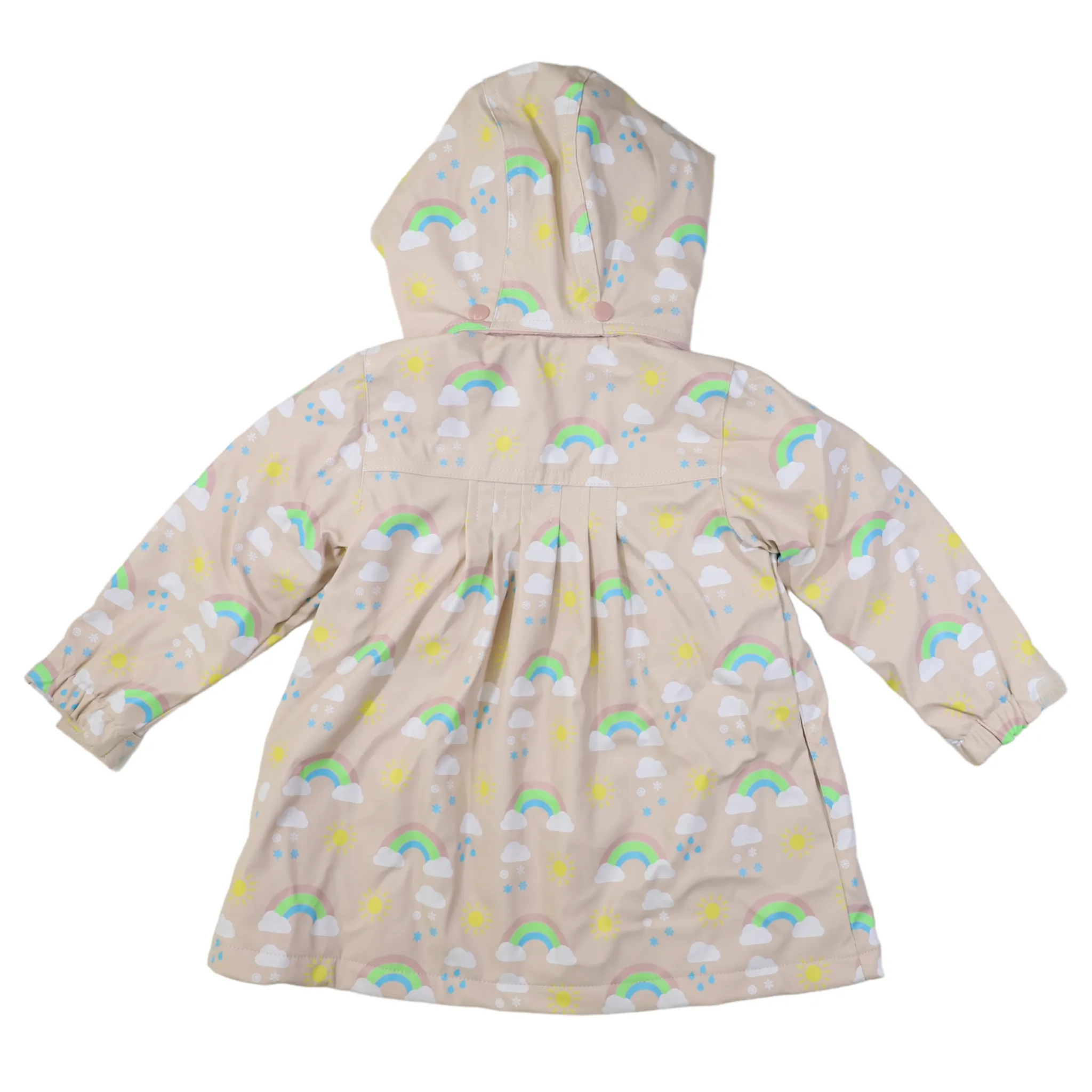 Korango Sunshine & Rainbows Polar Fleece Lined Raincoat - Tapioca