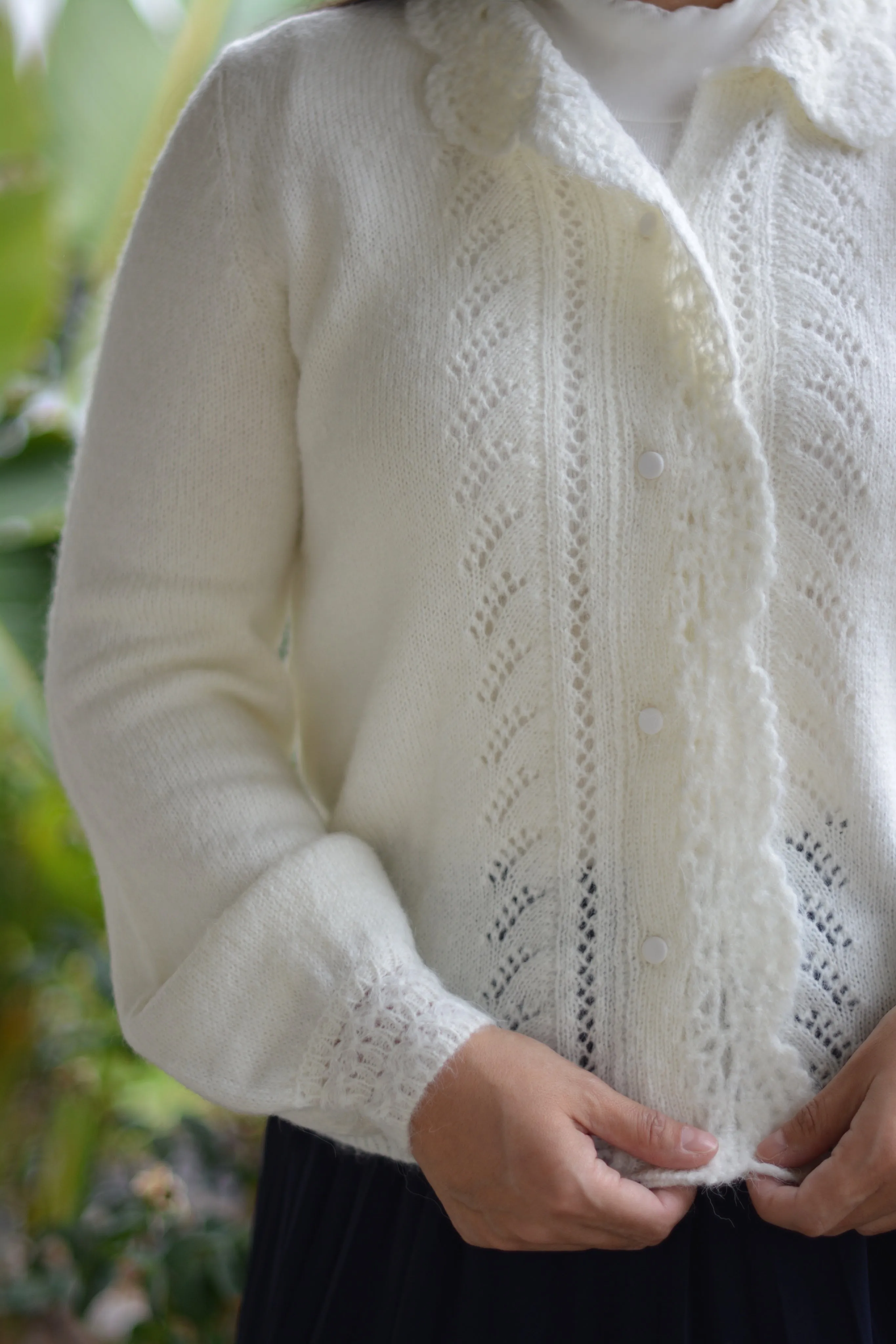 Liana Pointelle Ivory Cardigan