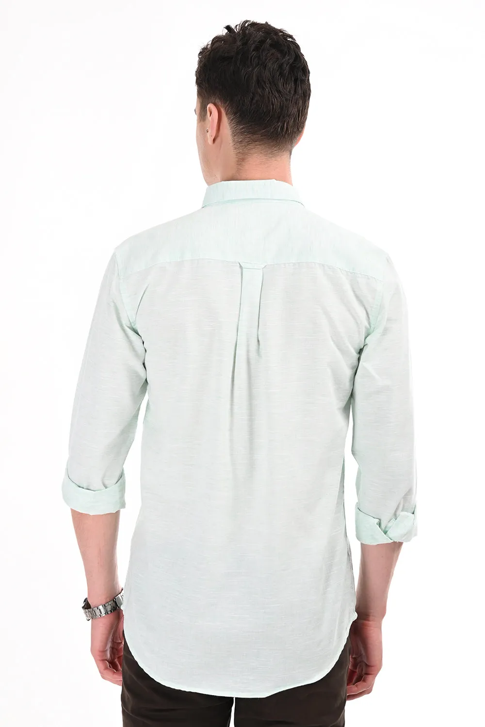 Light Green Lenin Semi Formal Shirt