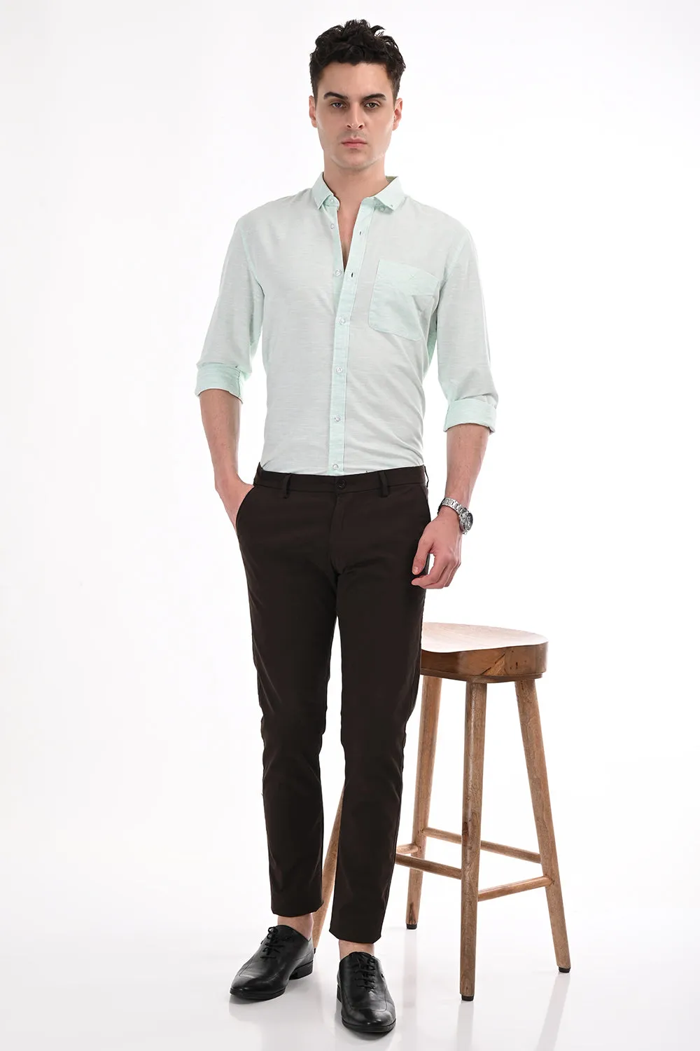 Light Green Lenin Semi Formal Shirt