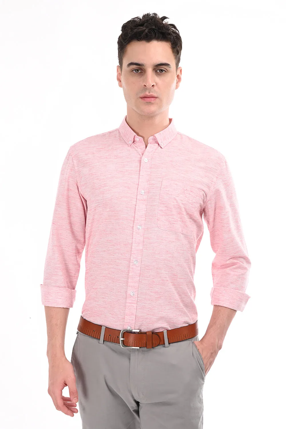 Light Red Lenin Semi Formal Shirt